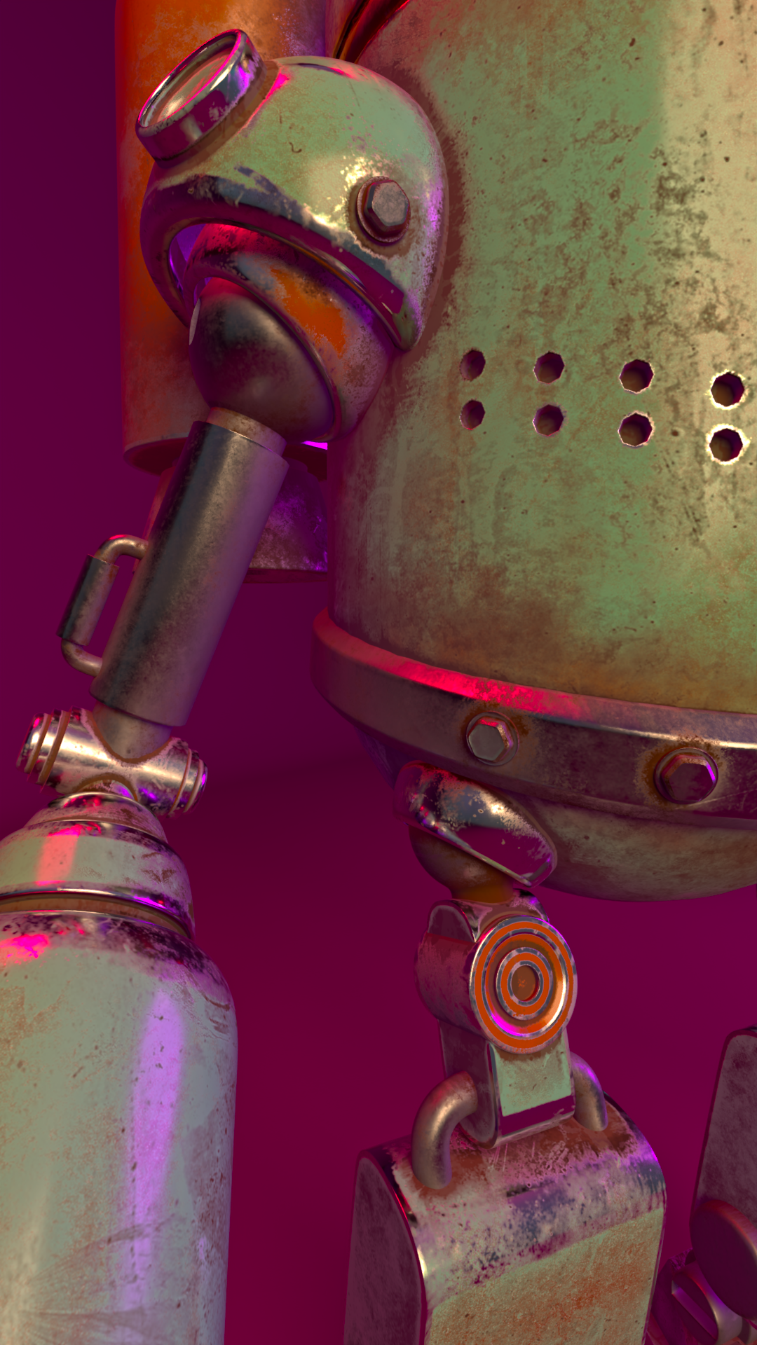 Robot steampunk - render 2, detalle del mecanismo